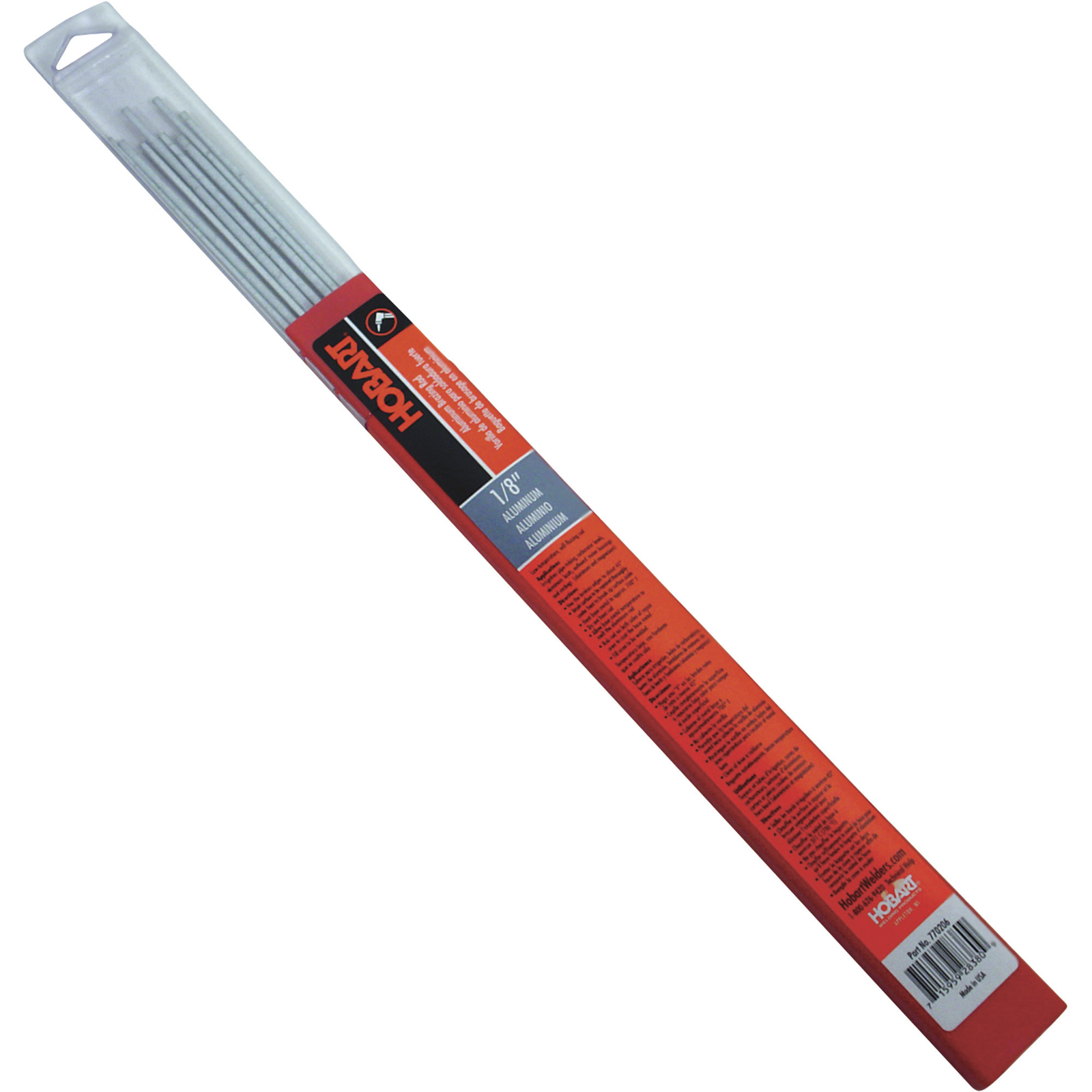Hobart Brazing Rods, Low Temperature Aluminum, 1/8in. Dia. x 18in.L , 7-Ct.