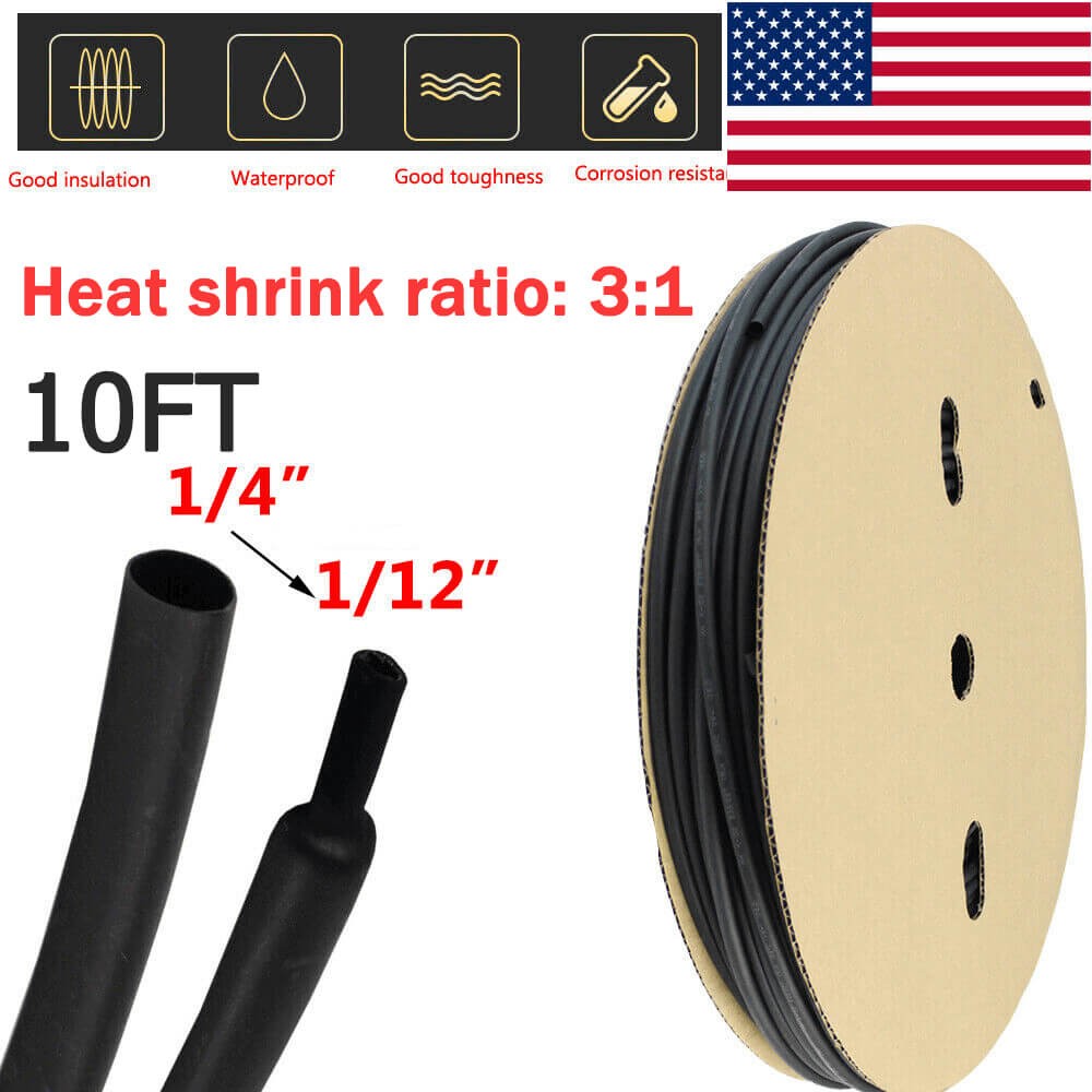 10 ft Dual Wall Adhesive Glue Lined Φ1/4″ (6.4mm) Heat Shrink Tubing 3:1 Ratio