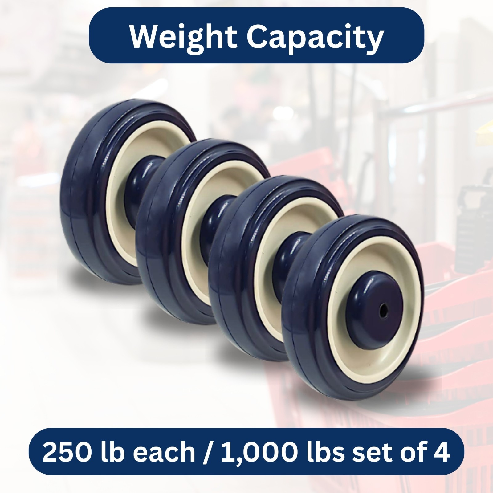 Box with 50 pcs 5″ Diameter wheels for Shopping Cart Nuts and Bolts included