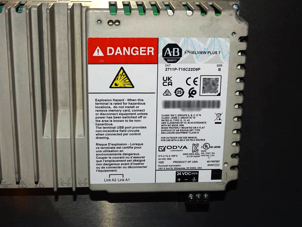2026 Allen Bradley 2711P-T15C22D9P Series B PanelView Plus 7 0 Min. Run-Time