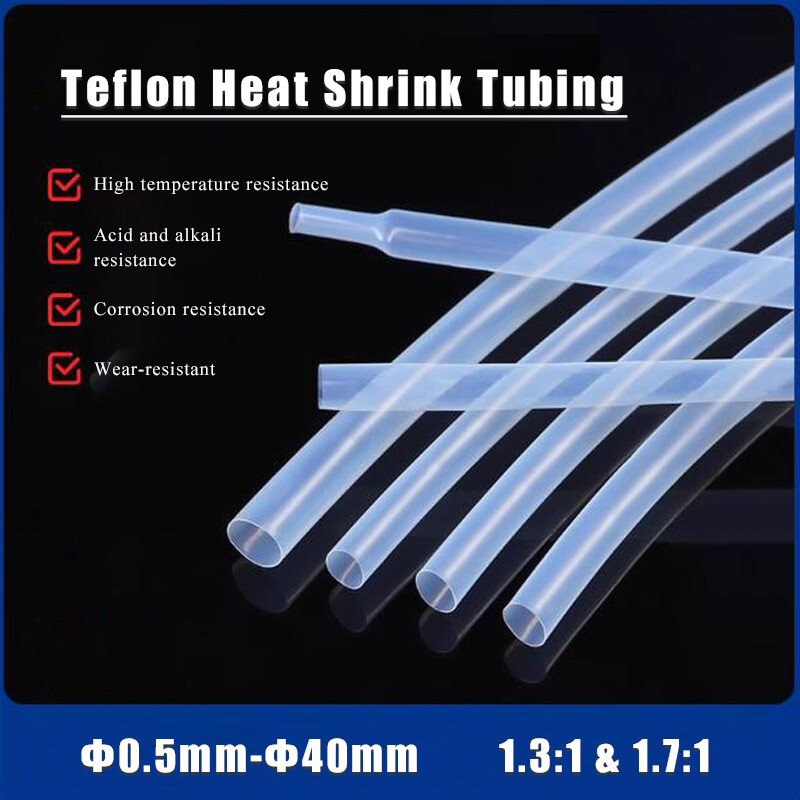 Φ0.5-40mm Clear PTFE Heat Shrink Tubing 1.3:1 & 1.7:1 Electrical Cable Sleeving