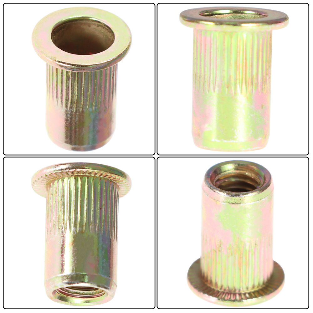 100 Pcs M6 Metric Carbon Steel Rivet Nut Flat Head Threaded Insert Nutsert US