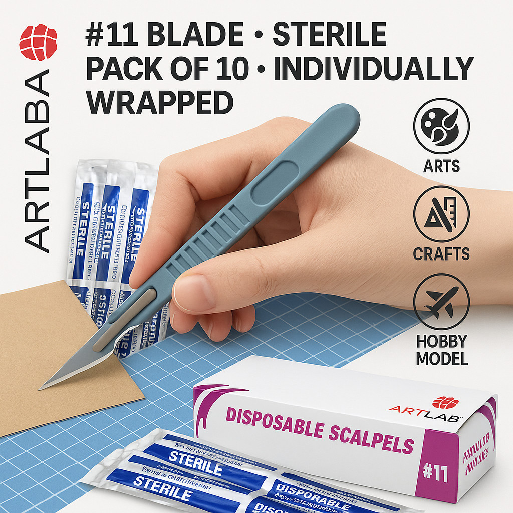 STERILE DISPOSABLE SCALPELS #11 – 10 PCS SINGLE USE-DENTAL,SURGICAL,DERMAPLANING