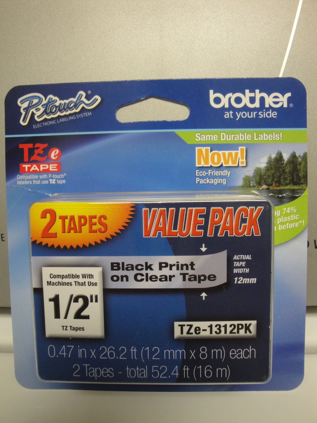 2 PACK BROTHER TZe-231 12mm 1/2″ LABEL CASSETTE BLACK PRINT WHITE TAPE ORIGINAL