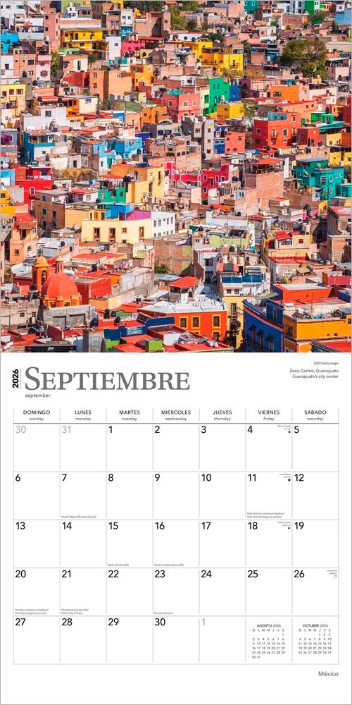 Mexico | 2026 12×24″ (Hanging) Monthly Square Wall Calendar | Plastic-Free