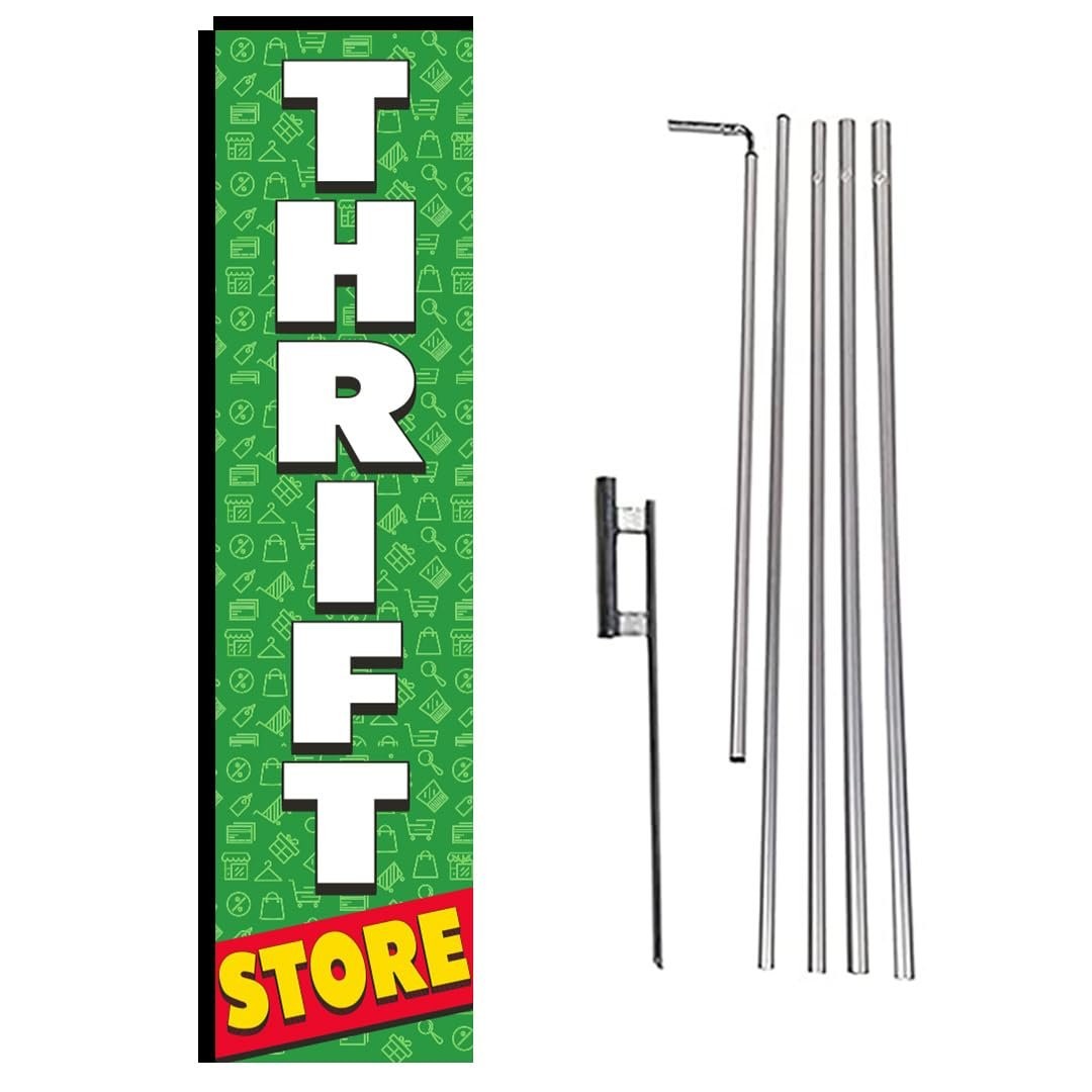 Thrift Store Outdoor Business Advertising Rectangle Feather Banner Swooper…