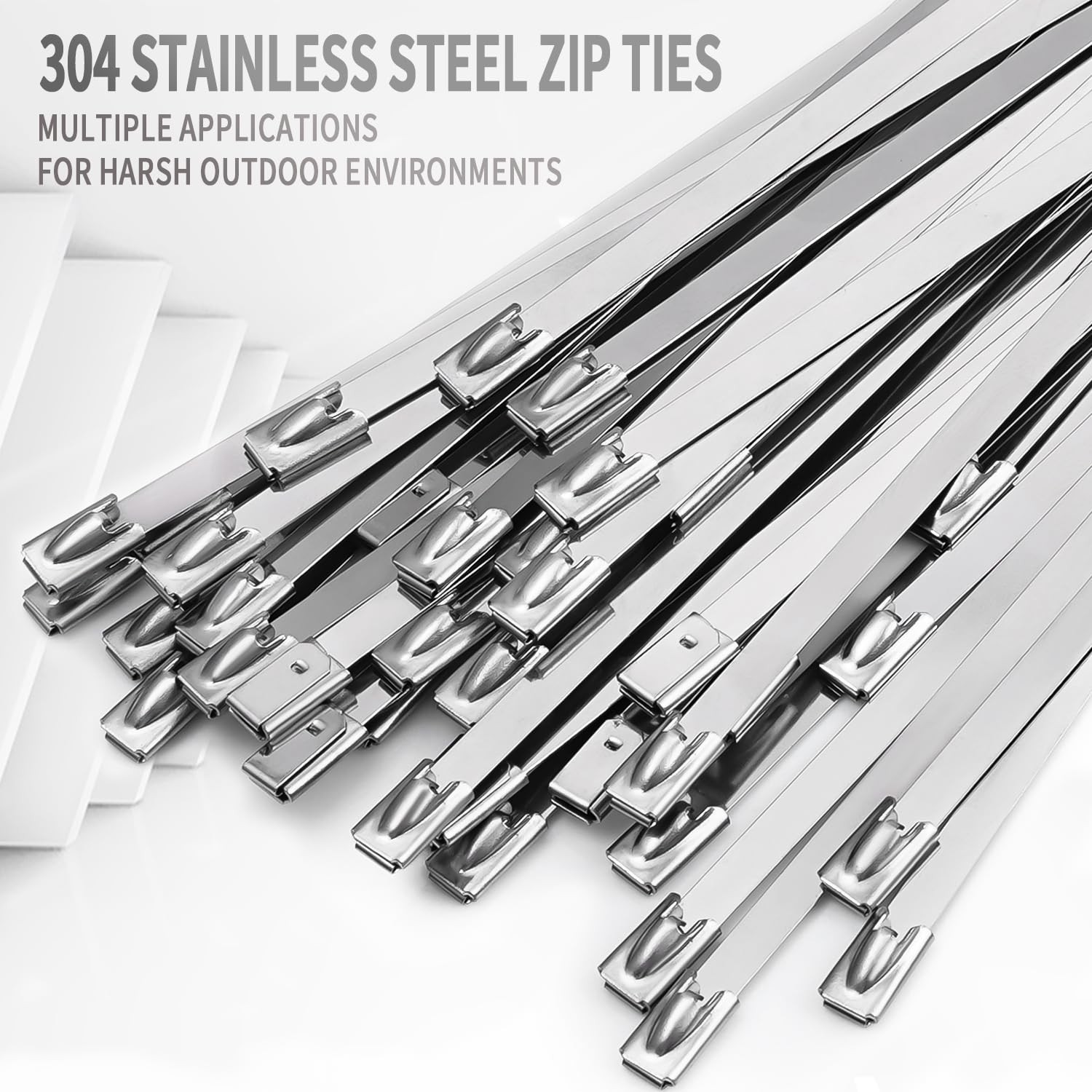 Metal Zip Ties 11.8 inch 100pcs 11.8x 0.18 x 0.01 inches (L*W*T), Silver