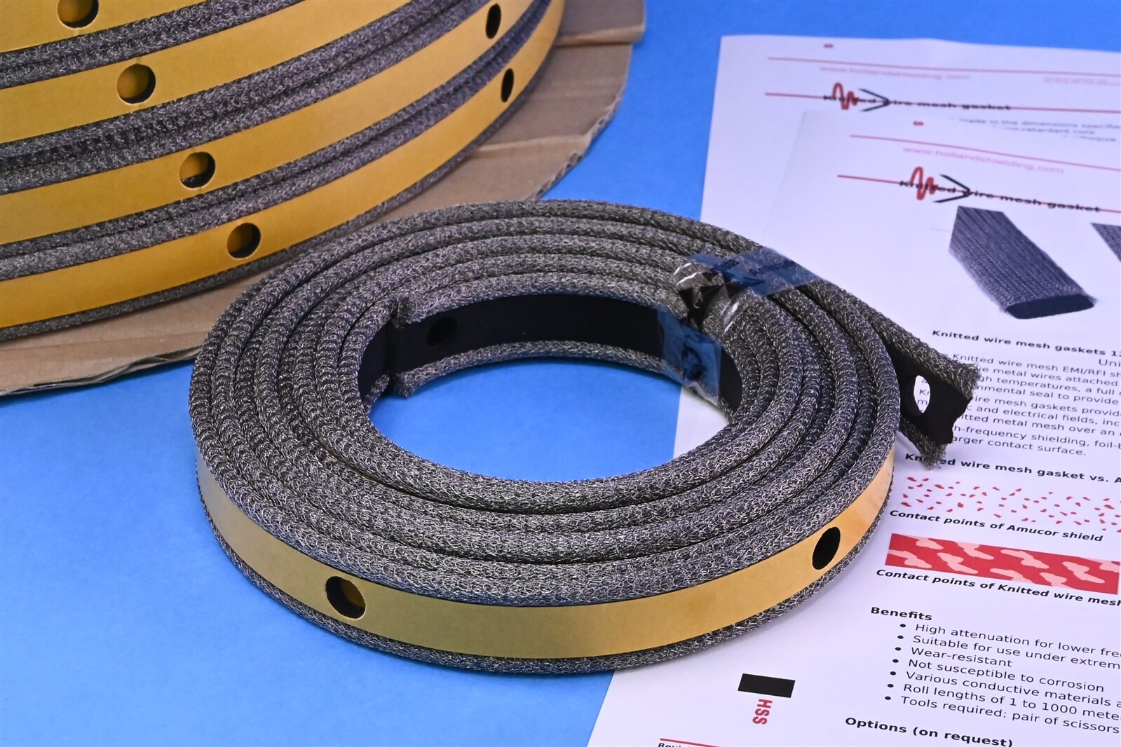 10′ Holland Shielding Systems EMI/RFI EMC-IP Gasket Knitted Mesh w Neoprene Foam
