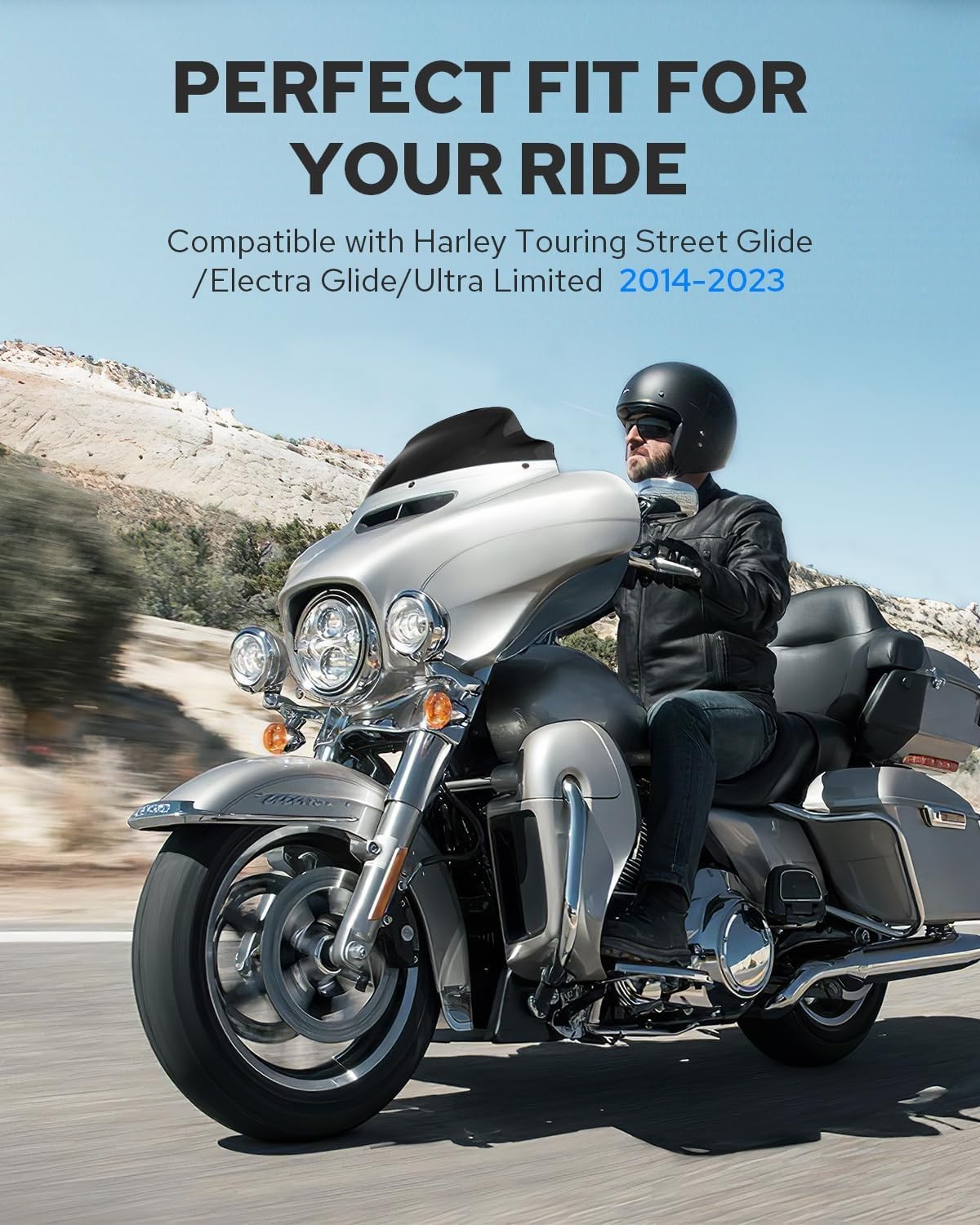 Windshield 7″ Motorcycle Wave Windscreen 2014-2023 Fit for Harley Davidson Touri