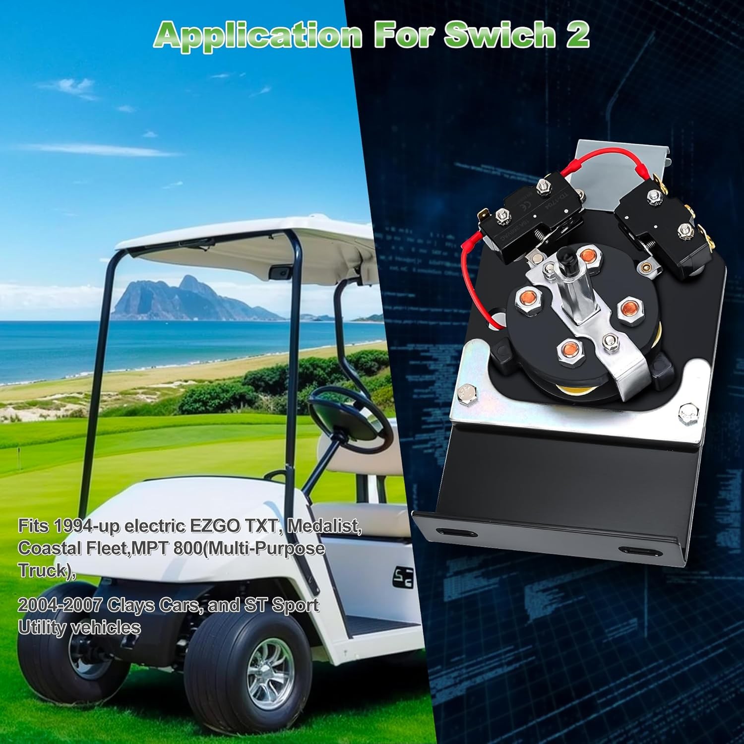 Forward/Reverse Switch Assembly for EZGO TXT Golf Cart 1994+ Black OEM