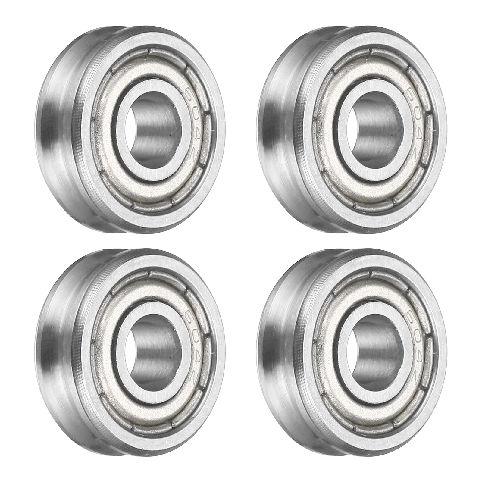 4Pcs U Groove Track Guide Bearing, 4x12x4x2mm Chrome Steel U Groove Roller