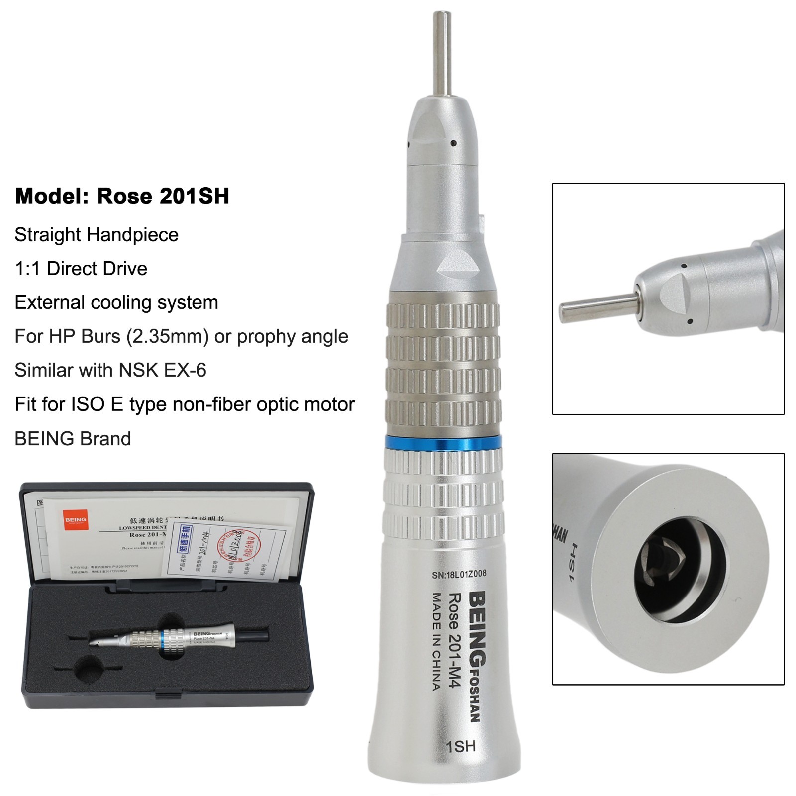 BEING Dental Contra Angle Straight Handpiece Air Motor 4 Hole Low Speed NSK KAVO