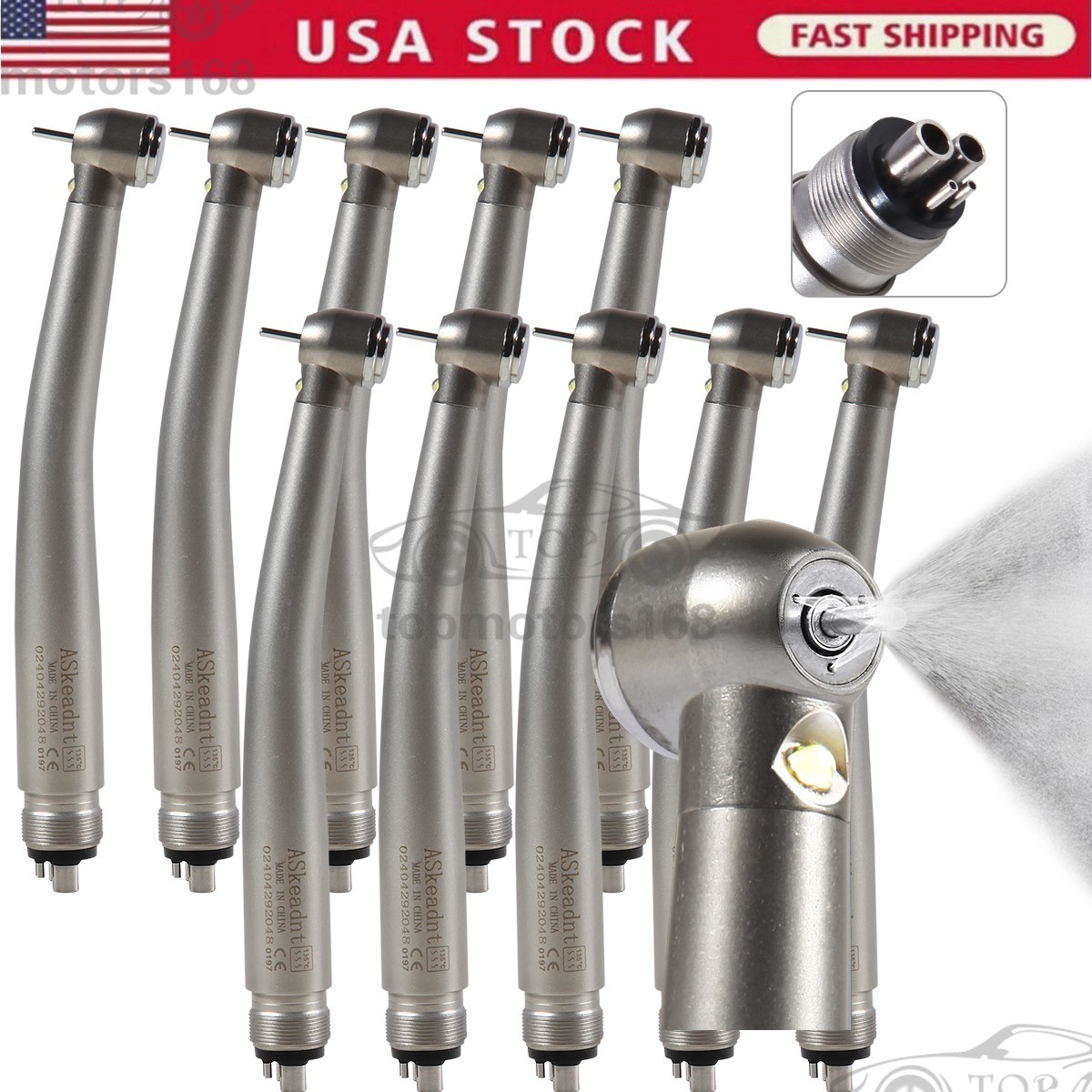 10 PACKS Dental High Speed E generator LED Handpiece Air Turbine 4Hole
