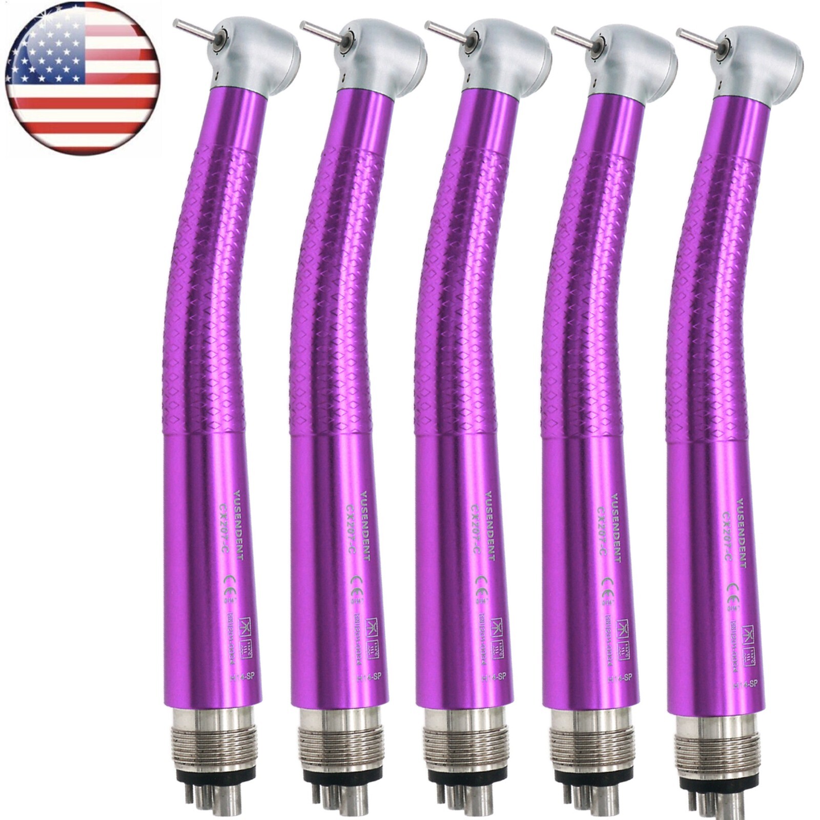 US COXO Dental High Speed 4 Holes Air Turbine Push Button Handpiece CX207-Purple