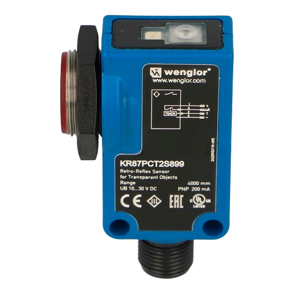 WENGLOR KR87PCT2S899 Retro-Reflex Sensor for Transparent Objects, 10…30 V DC