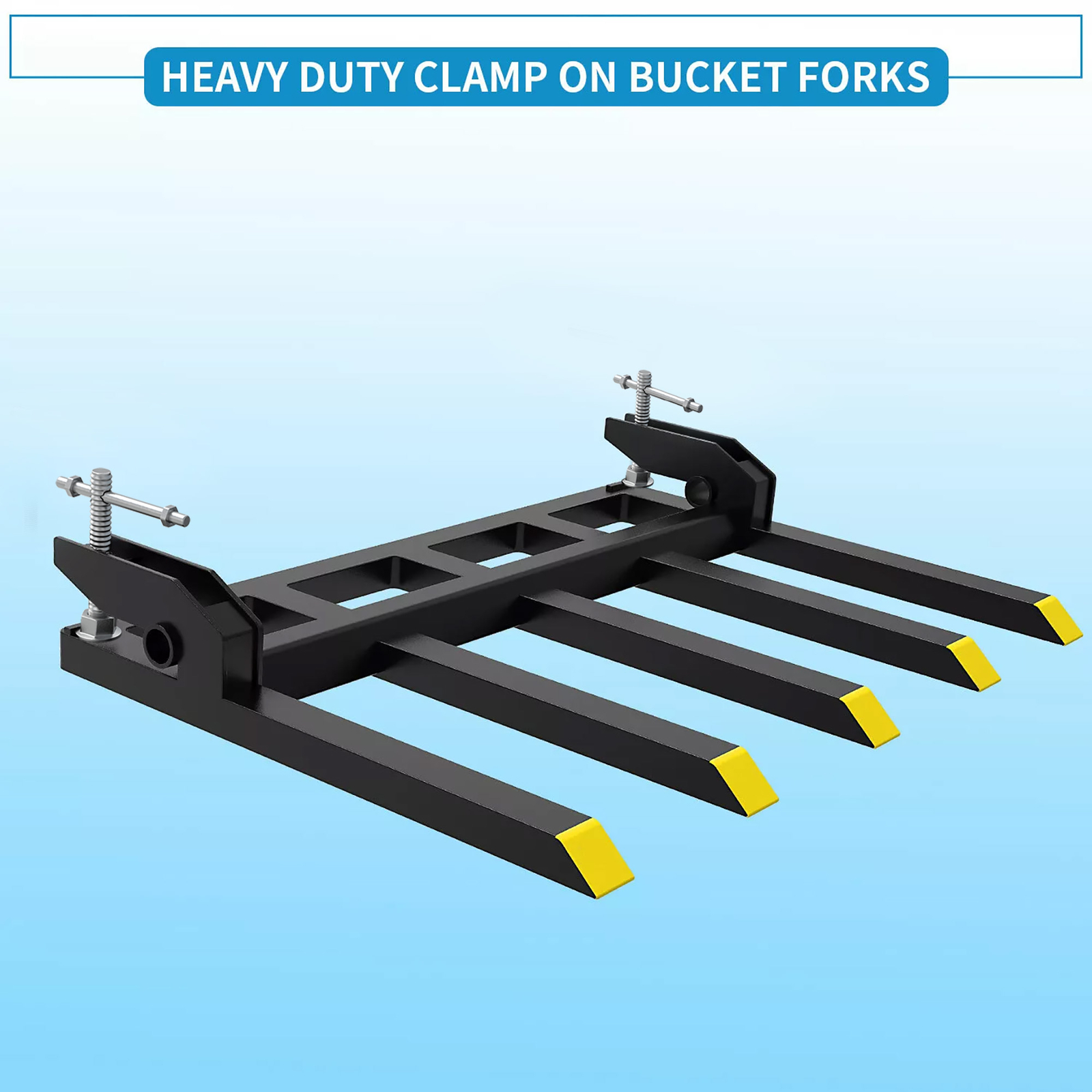 42″ Clamp Debris Forks Tractor Skid Steer Loader Bucket Pallet Forks Heavy Steel