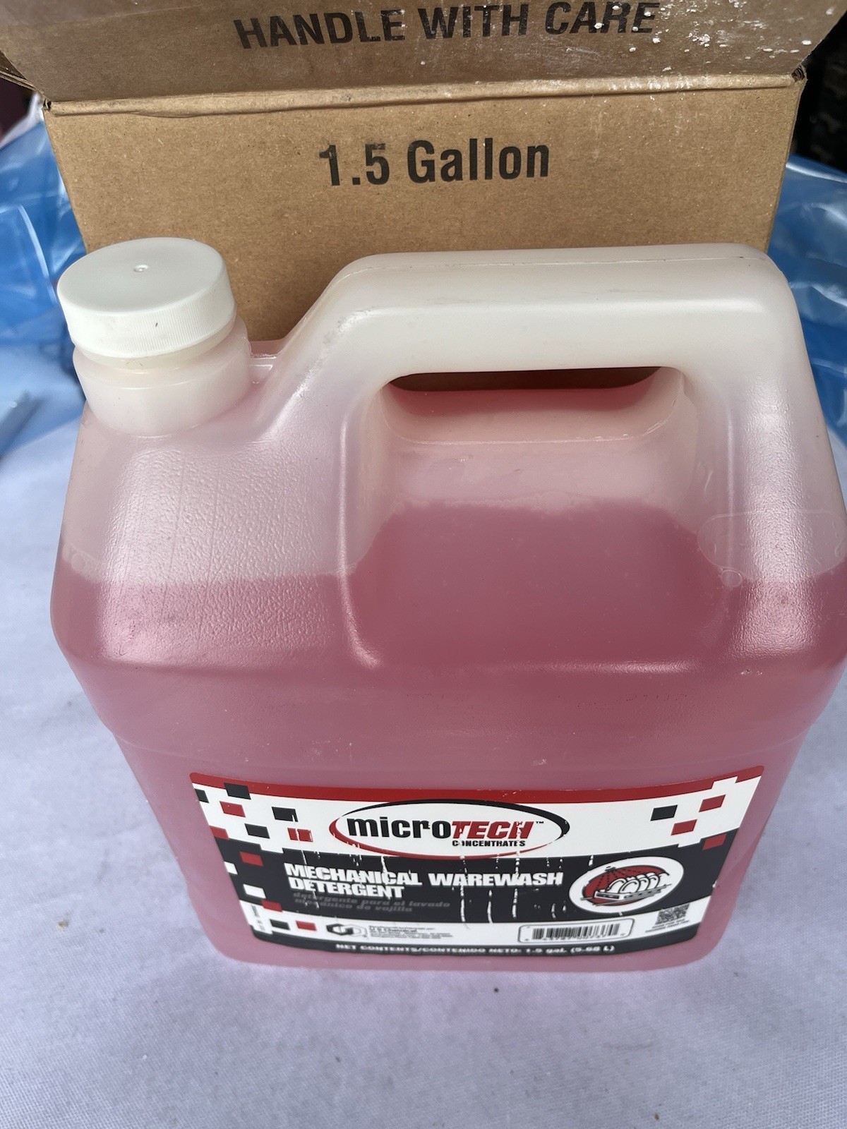 Microtech commercial dishwashing detergent. Non-Chlorinated.