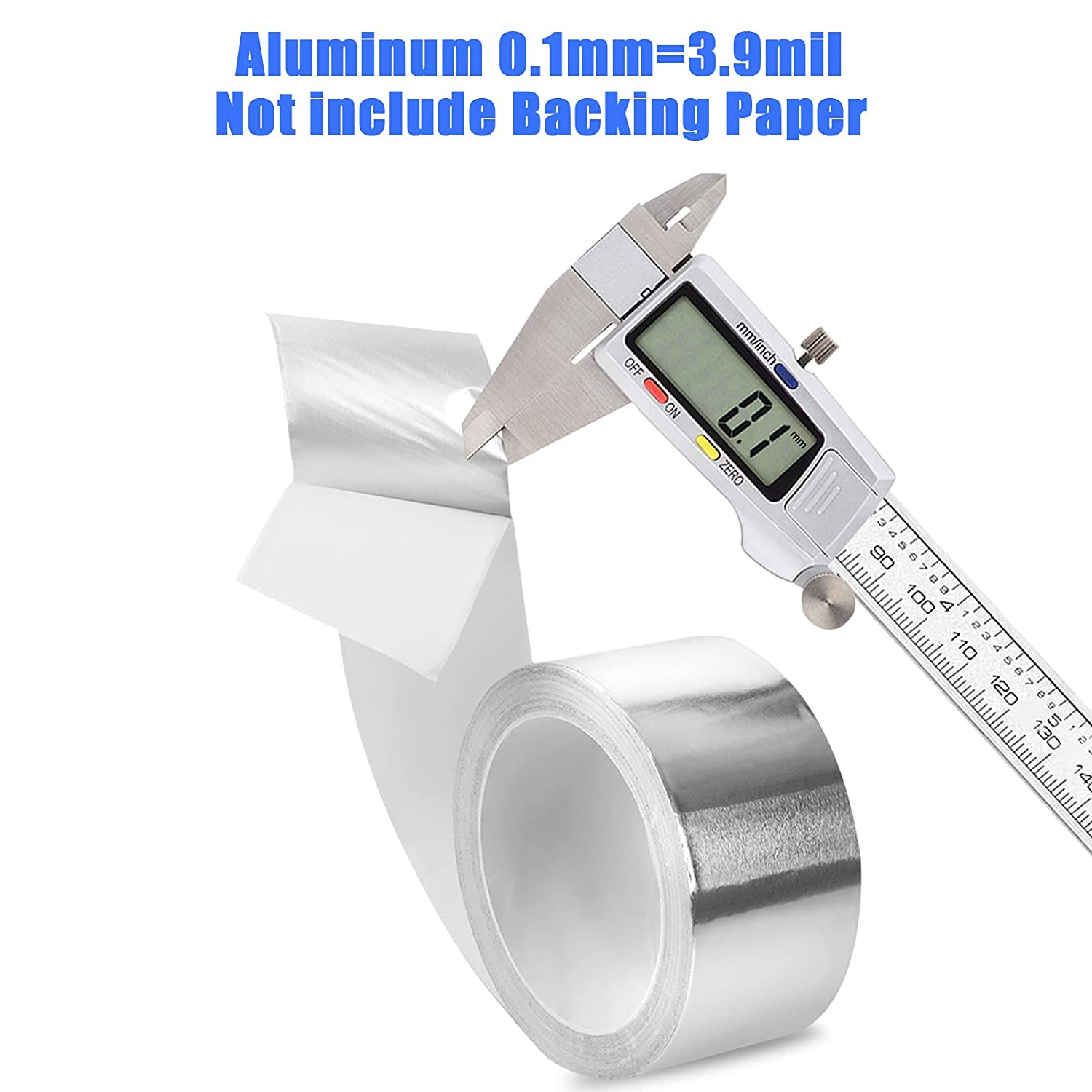 Aluminum Foil Tape 2″ x 65ft | 3.9 Mil High-Temp HVAC Tape for Ductwork & Vents