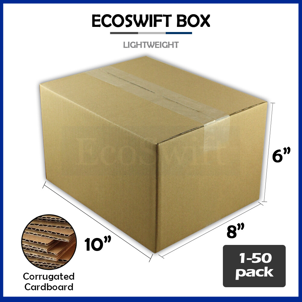 1-50 10x8x6 “EcoSwift” Cardboard Packing Mailing Shipping Corrugated Box Cartons