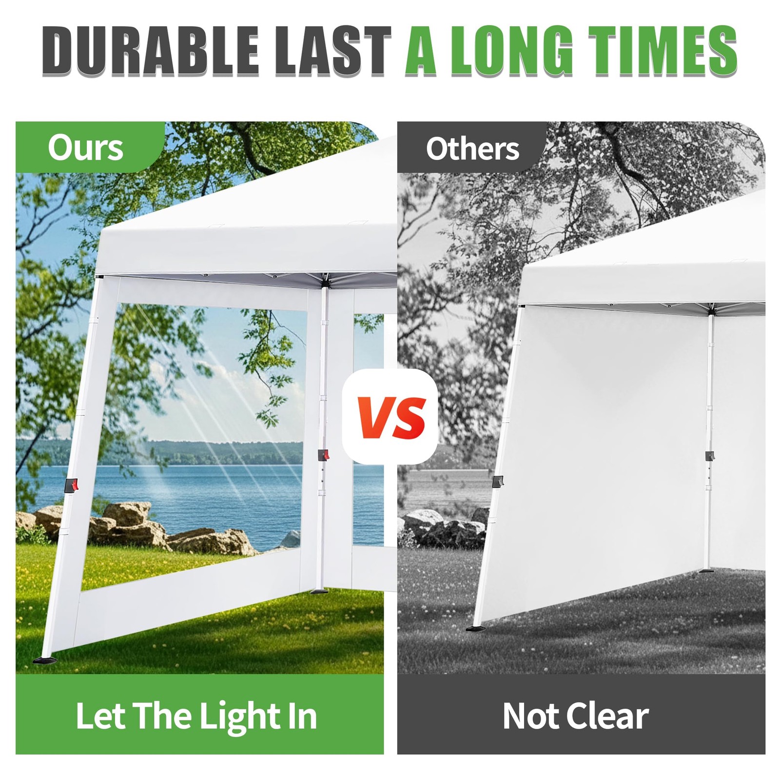 Scomanage Clear Canopy Sidewalls For 10X10 Slant Leg Pop Up Tent3 Pack Sunwalls