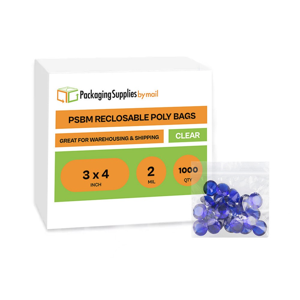 1000 Pcs 3″x4″ 2 Mil Zip Top Clear Reclosable Bag Plastic Self Seal Polybags