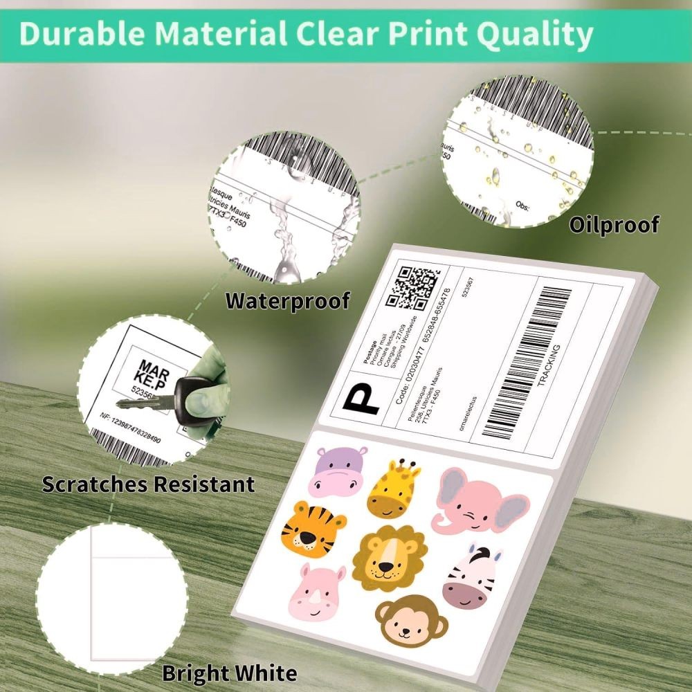 50-2000 Half Sheet Shipping Labels Page 8.5×5.5″ Self Adhesive Round 2 Per Sheet