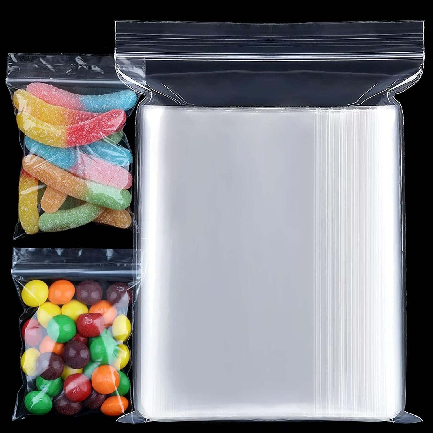 Lot of 200pcs Clear Reclosable Zip lock Plastic Bags 2-MIL Poly Zipper Baggies