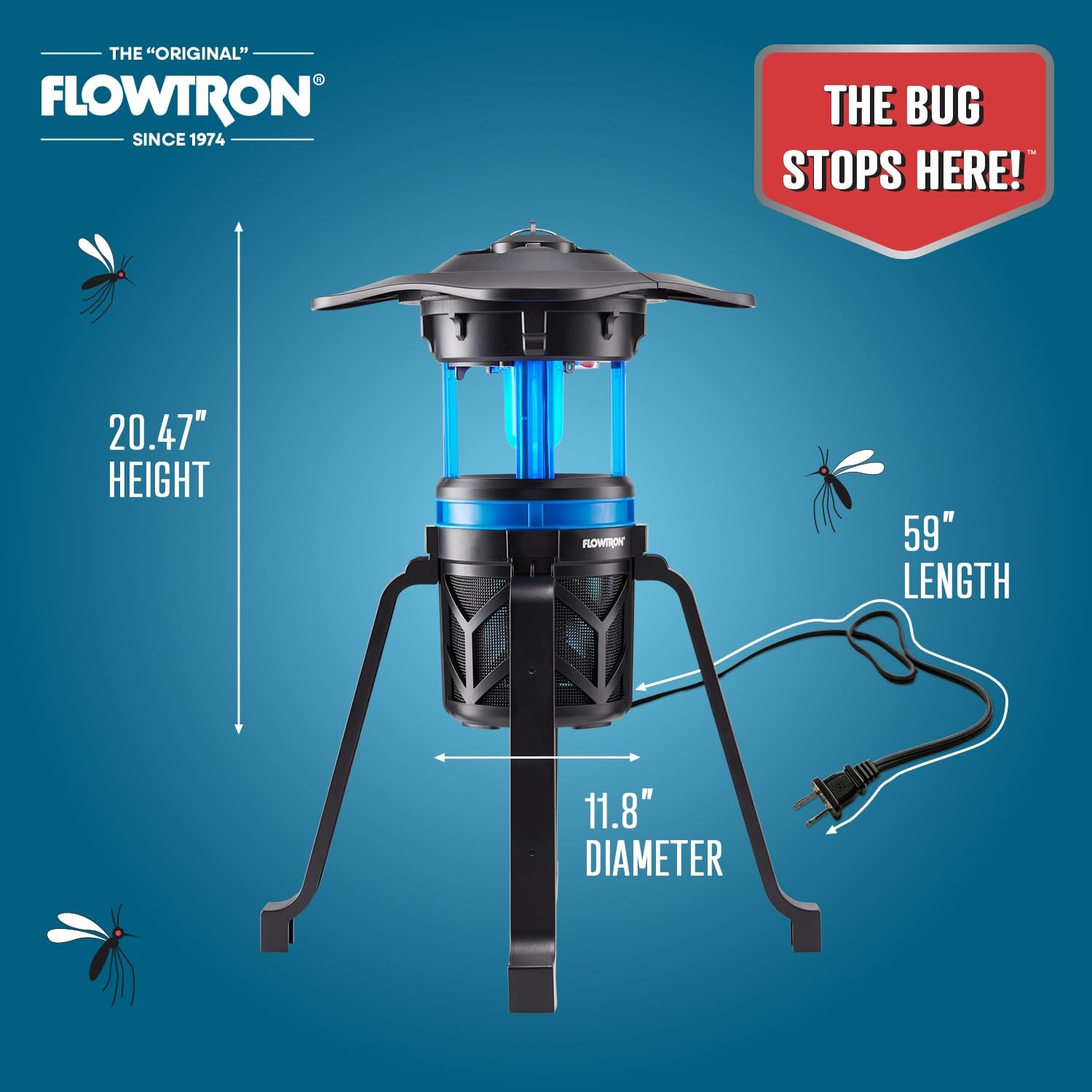 Flowtron Indoor Outdoor Bug Trap Zapper Electric Insect Killer Uv Light Fan 800