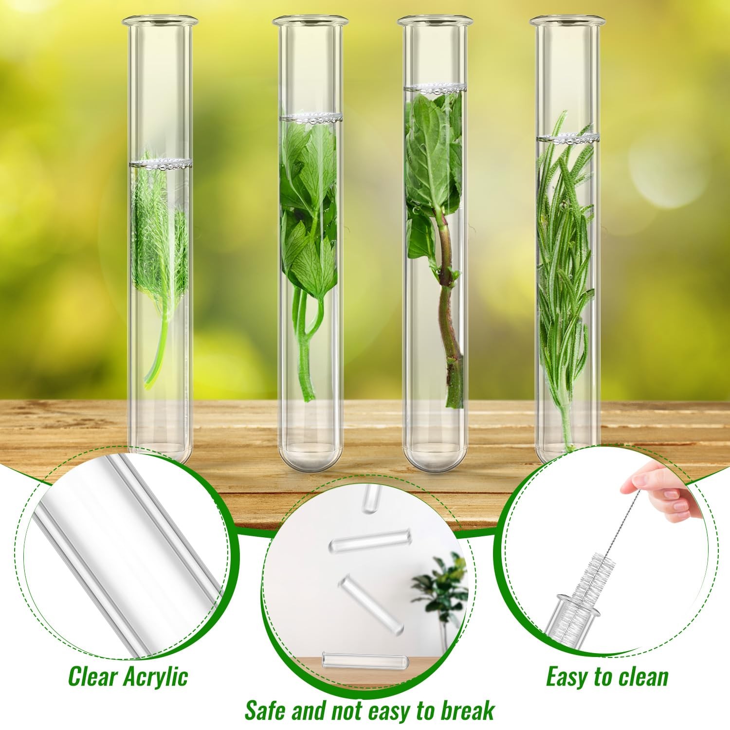 10 PCS 20ml Plastic Test Tubes for Plant Propagation Round Bottom Lab Tube