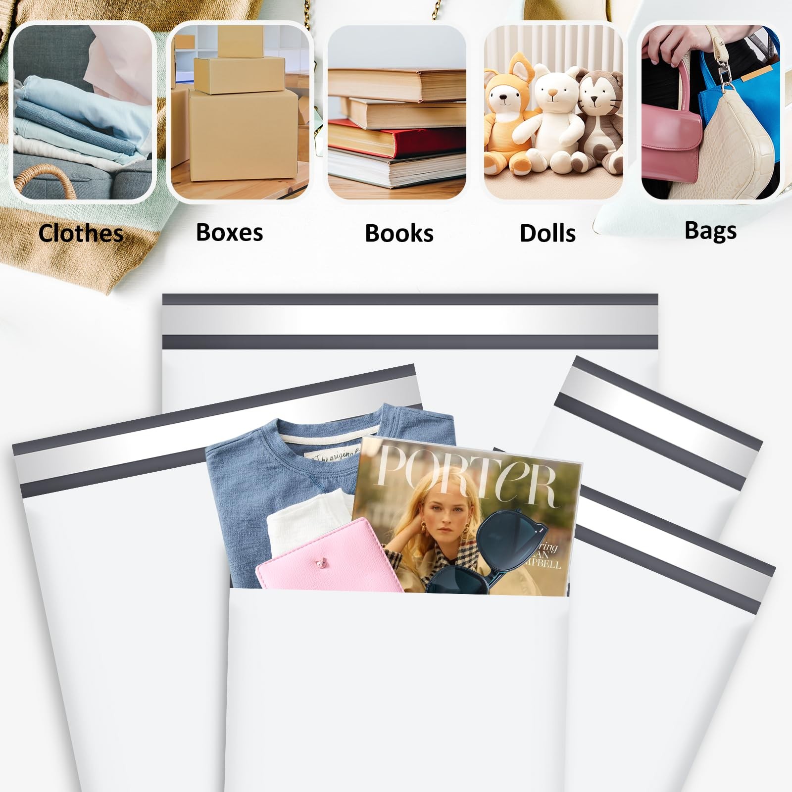 UCGOU 100 Pack Not Padded 10×13″ & 12×15.5″ & 14.5×19″ & 19×24″ 100PC, White