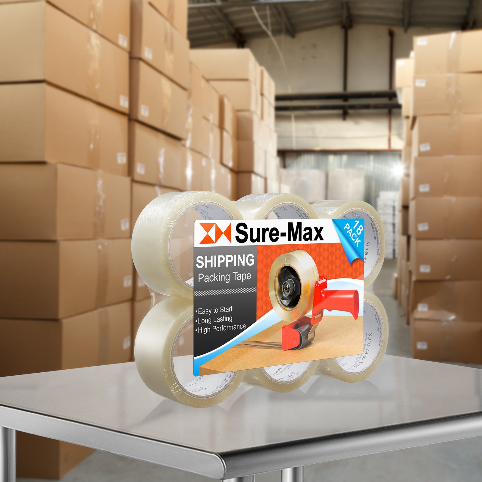 18 Rolls Carton Sealing Clear Packing Tape Box Shipping – 2 mil 2″ x 55 Yards