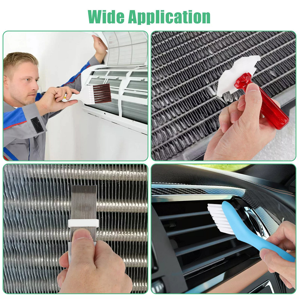 Air Conditioner Fin Cleaner Set Fin Comb Condenser Straightener Cleaning Brush