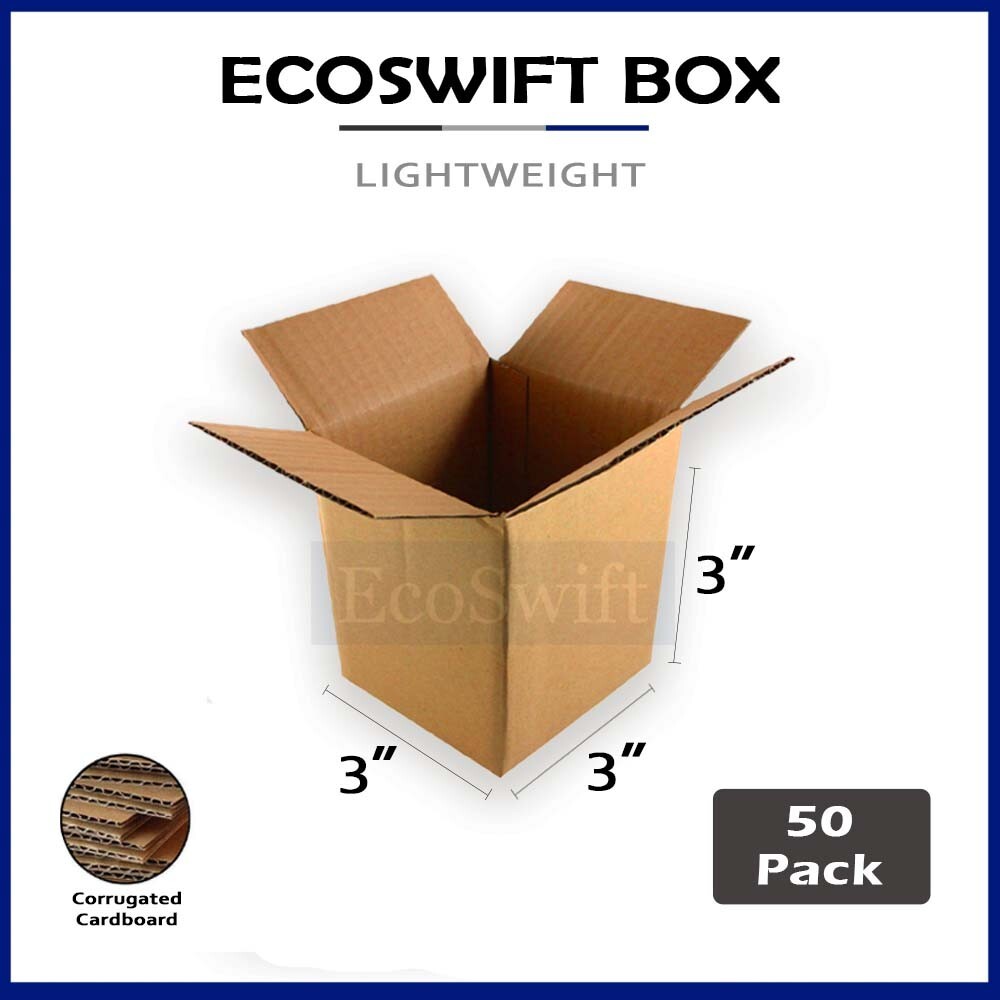 50-Box 3x3x3 EcoSwift Cardboard Packing Moving Shipping Box Corrugated Carton
