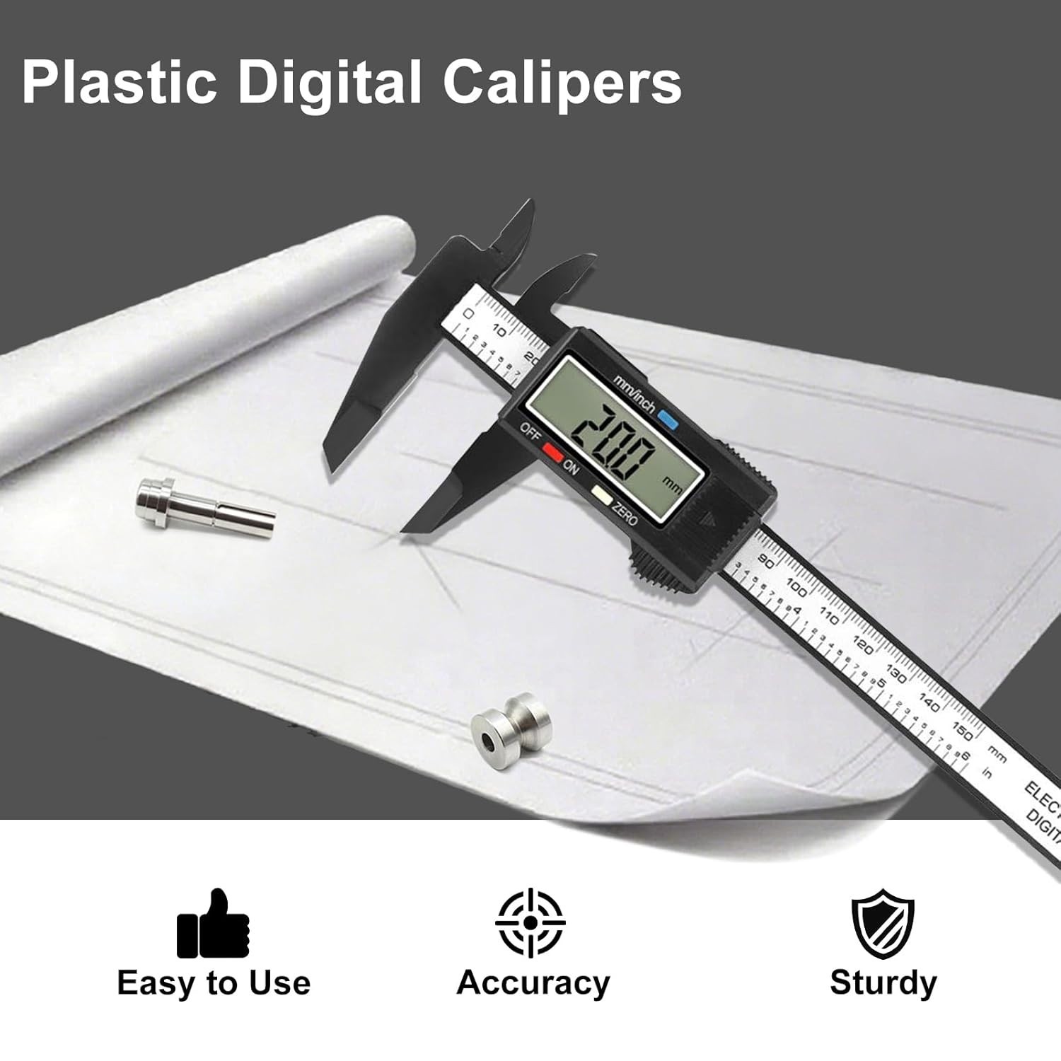 Digital Caliper 6 Inch with Large LCD, Auto-Off, and Unit Conversion
