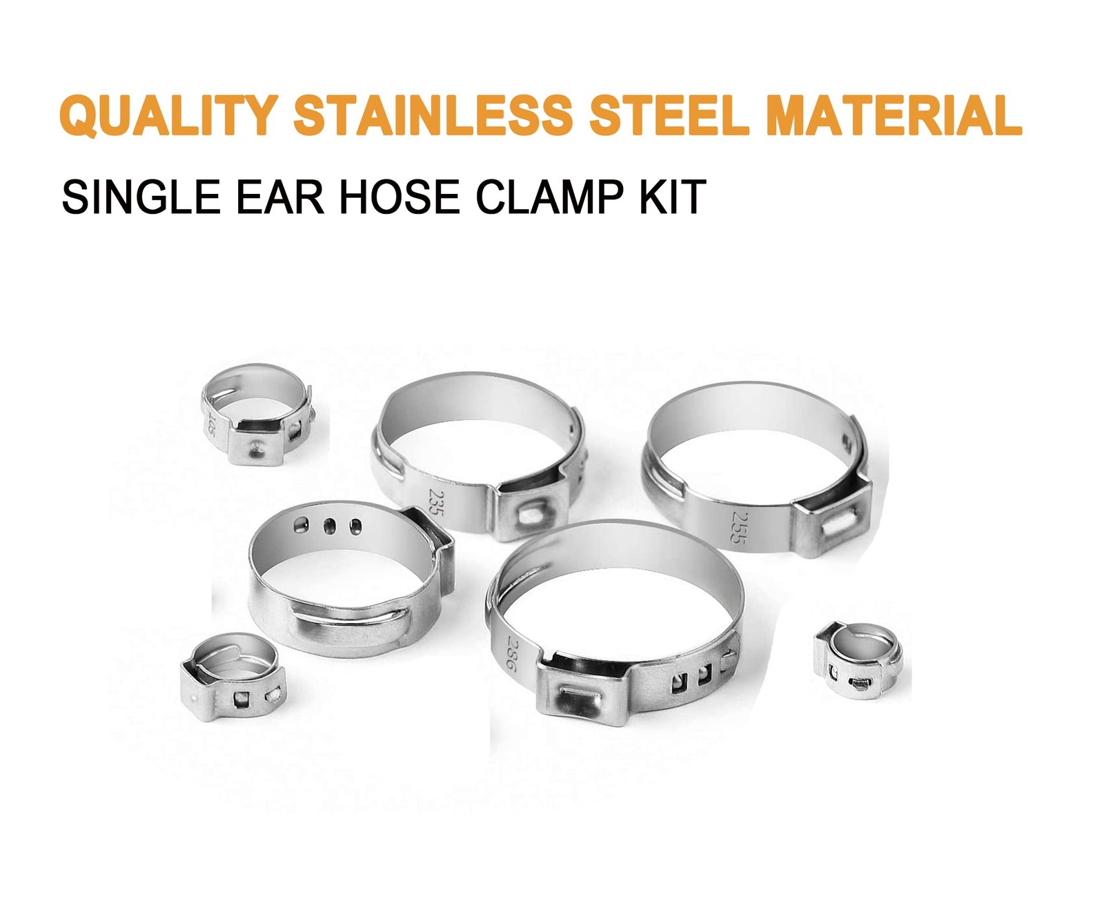 Single Ear Hose Clamps, Oetiker Clamps, 92Pcs(6.0mm-22.6mm) Crimp Pipe Clamps