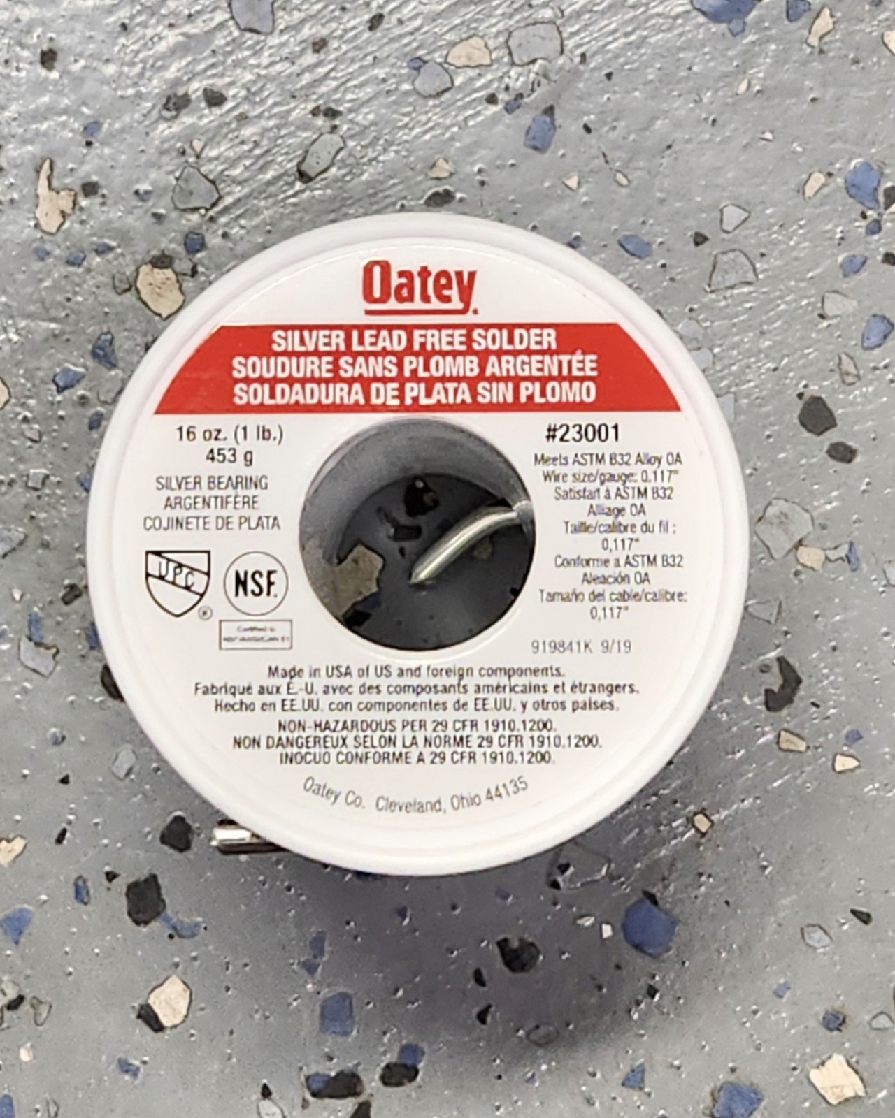 Oatey Silver Lead Free Solder 1LB 16 Oz 23001 NEW