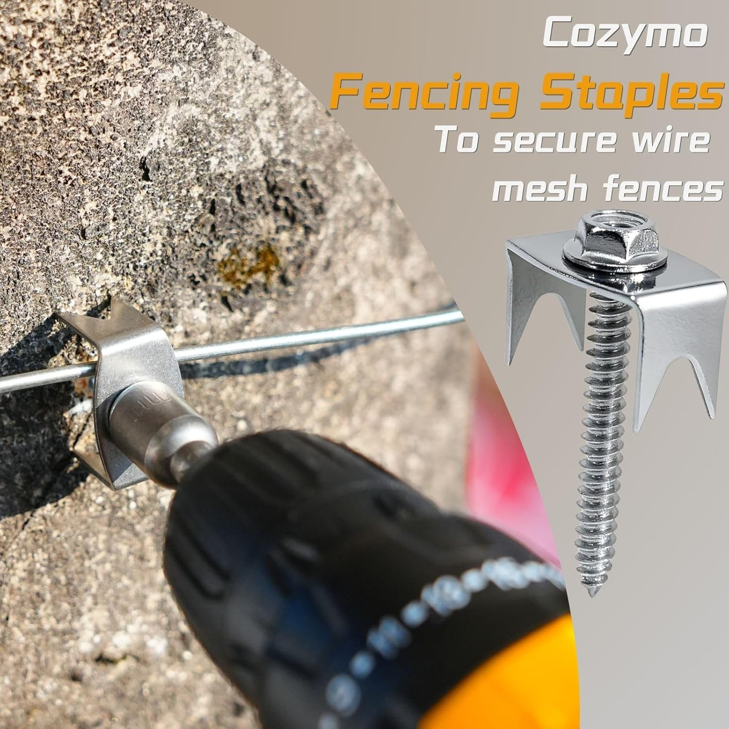 100 Pcs Fence Staples for Wire Fencing, 1.6 Inch Galvanized Steel Fasteners with