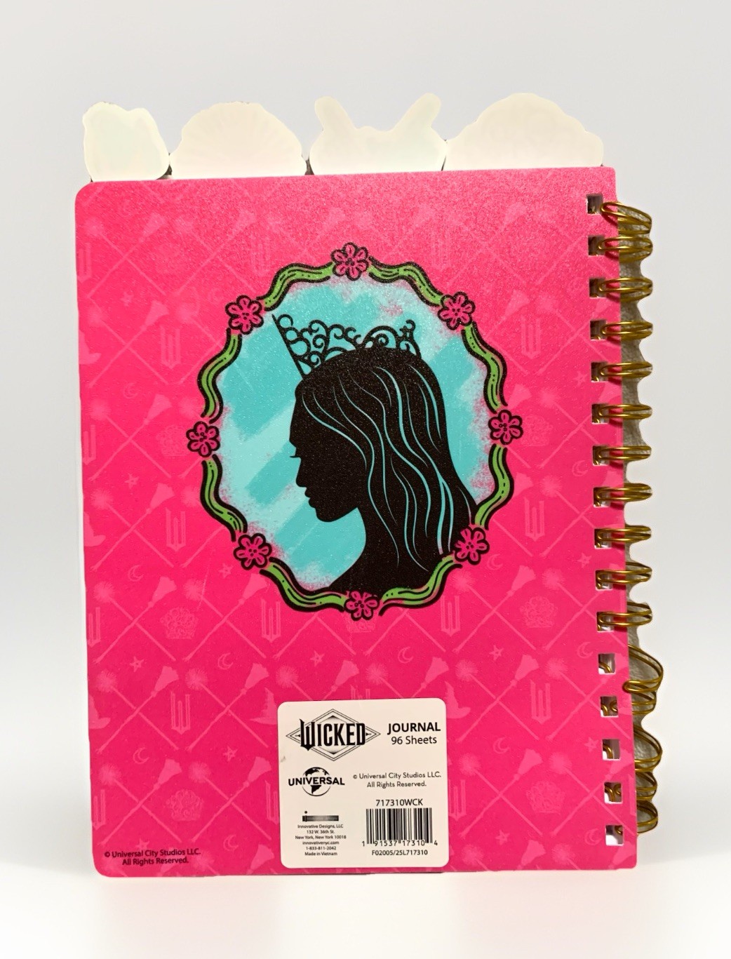 NEW Wicked GLINDA Hot Pink Tabbed Journal ~ Notebook 96pgs 9in x 7in