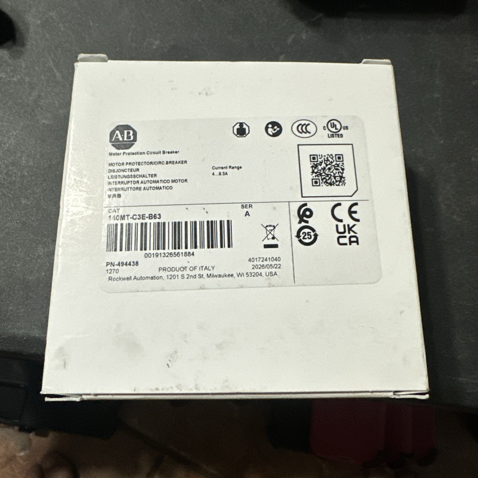 ALLEN BRADLEY 140MT-C3E-B63 Motor Protector / Circuit Breaker US Free Tax