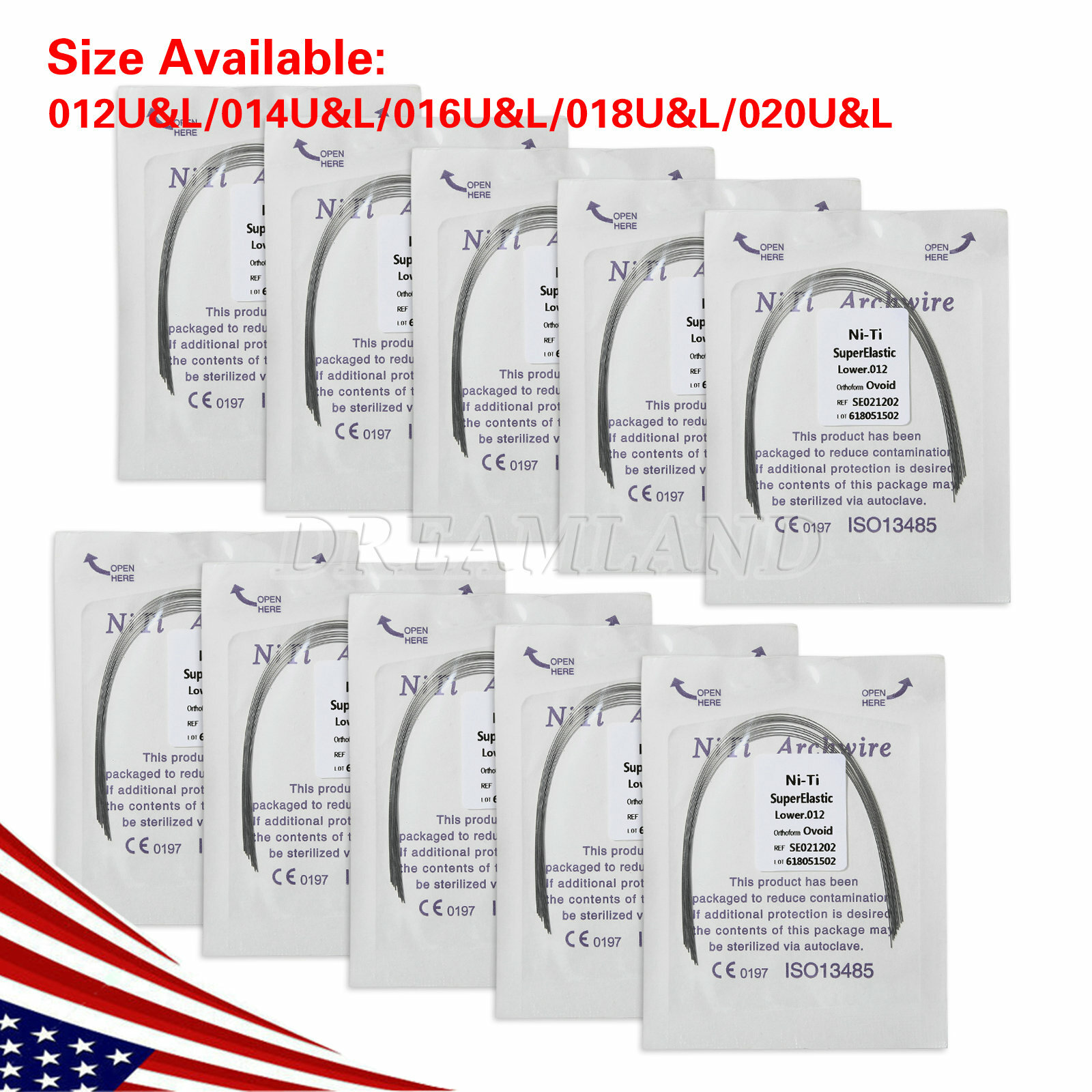 1-50 packs Dental Orthodontic Super Elastic Niti Arch Wire Round Ovoid Form OCA