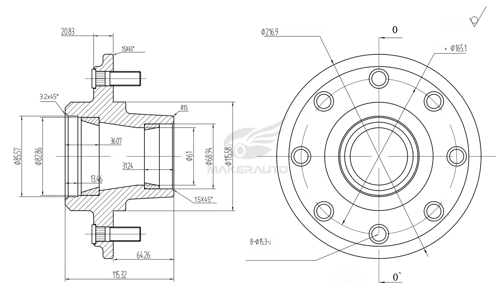 NEW 8 x 6.5 Lug 9000LB Shipping Container Wheels, Bolt-on Spindle Kit (Pair)