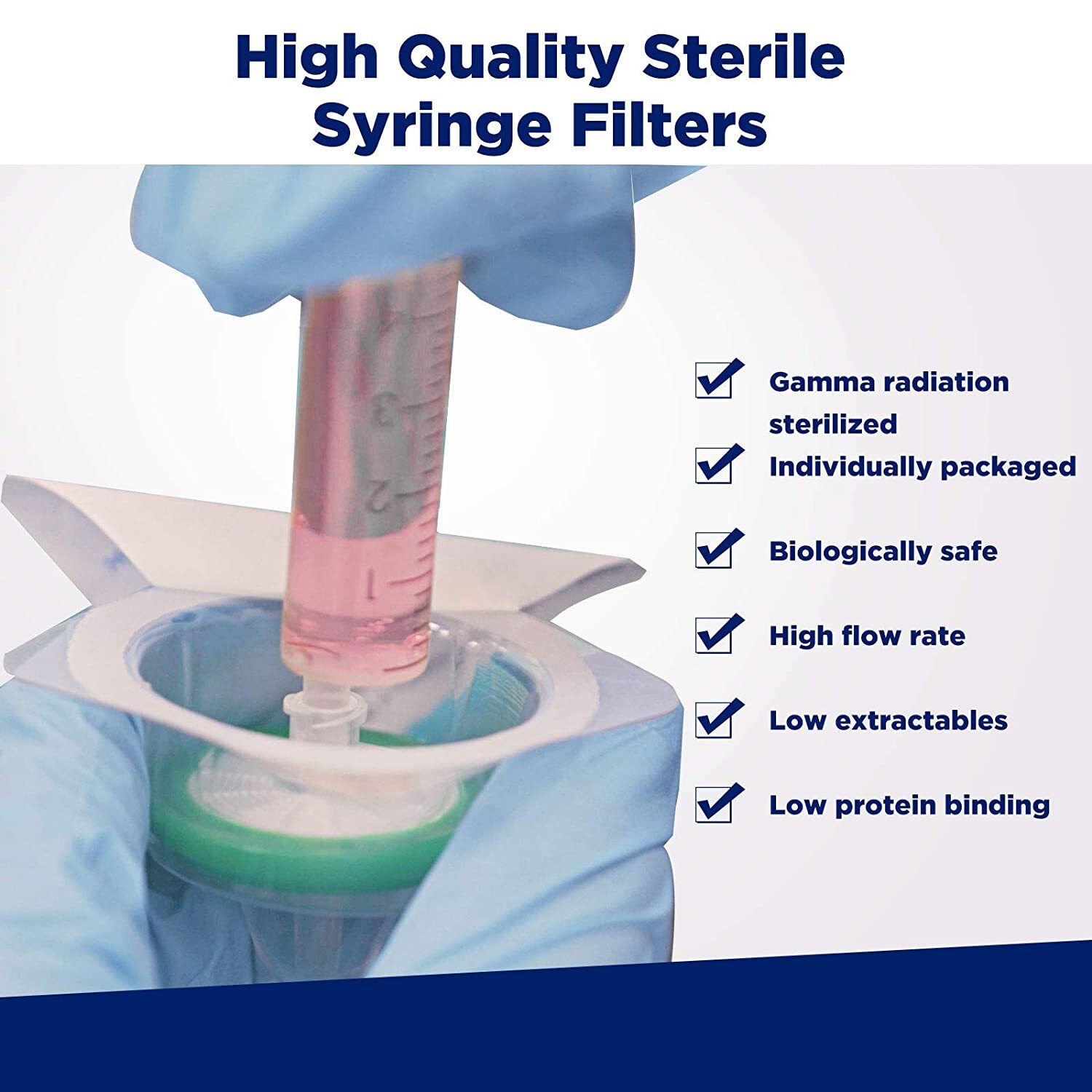 100pcs Lab PES STERILE Syringe Filter 33mm Diameter 0.22μm Pore Size Hydrophilic