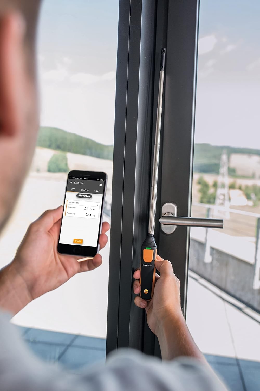 Testo 405i Wireless Hot-wire Anemometer for air velocity, in-duct airflow
