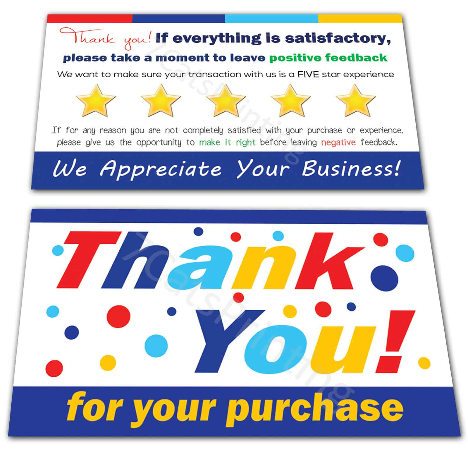 100 for eBay Thank You Cards Seller Notes