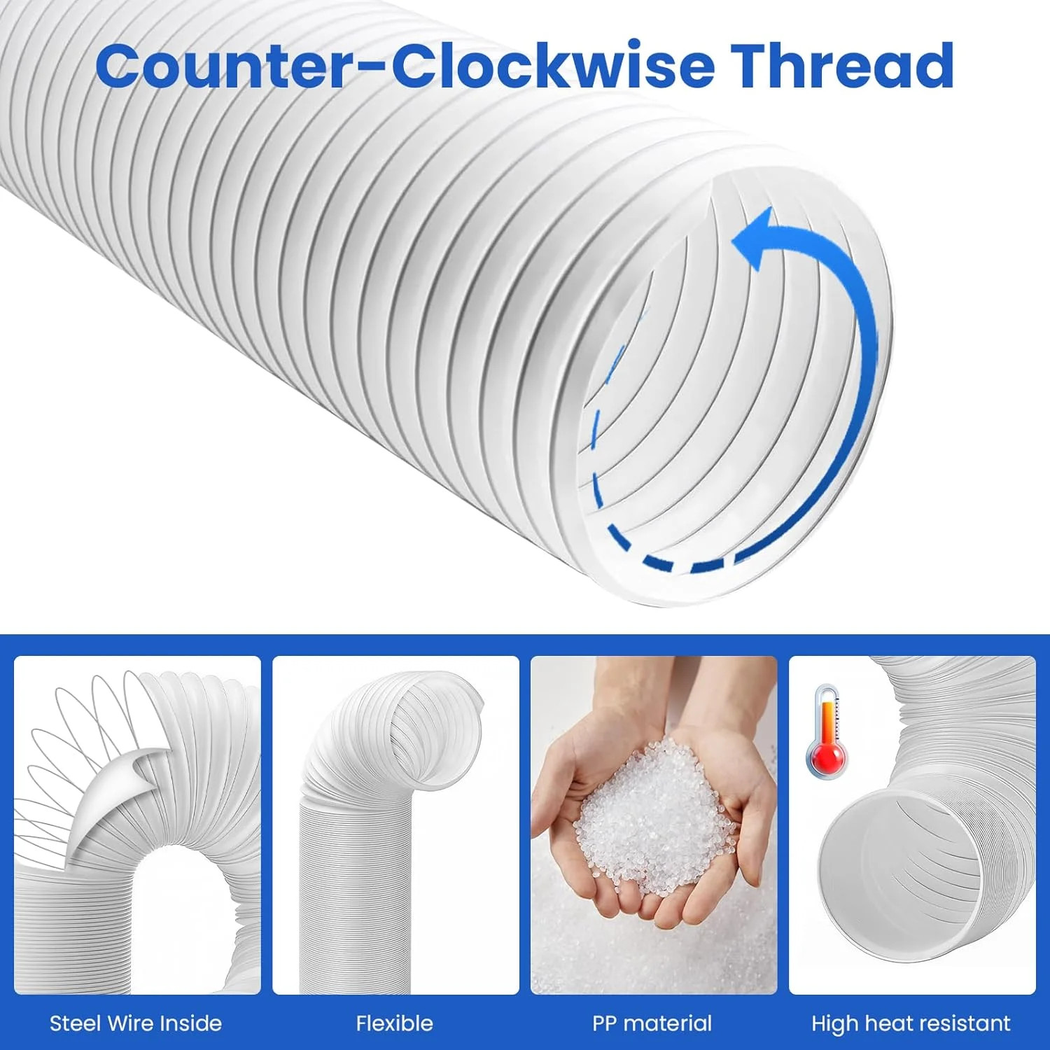 5.9″ Portable Air Conditioner Hose, 59″ Universal AC Vent Exhaust Tube Pipe