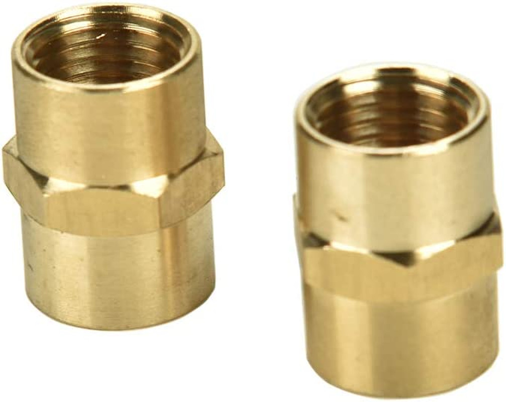 2 Pack 1/4″ X 1/4″ NPT Coupler, Brass Female Pipe Fitting (1/4″ X 1/4″ NPT Femal