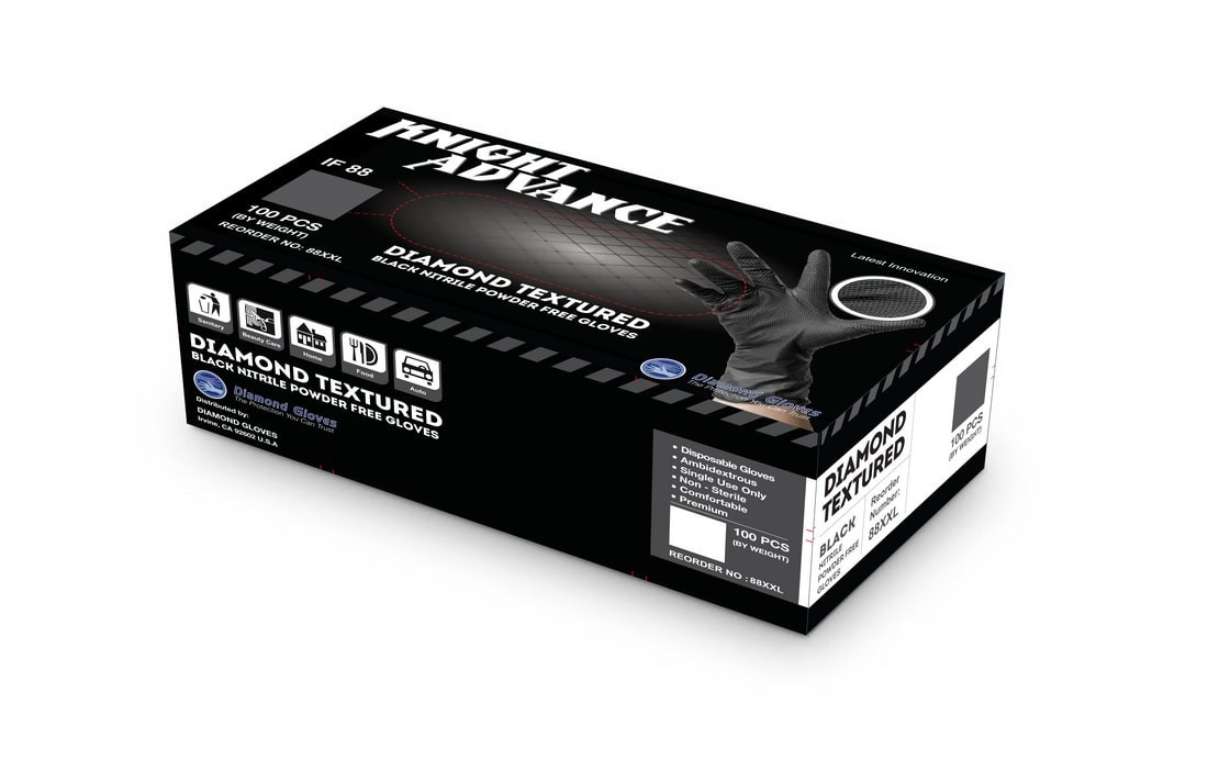 Heavy Duty 8mil Black Nitrile Gloves Diamond Textured Powder Free Industrial XXL