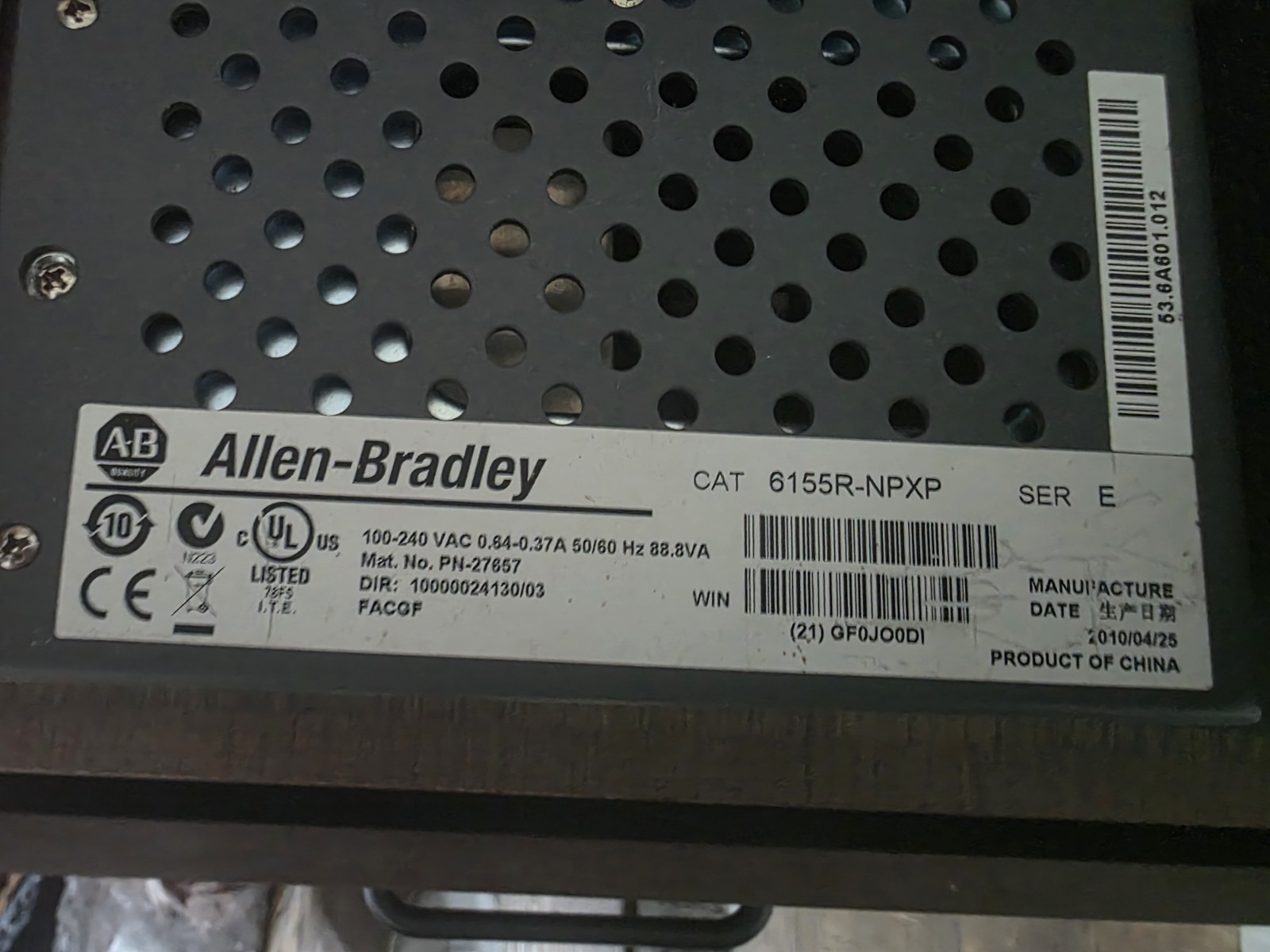 WORKING Allen-Bradley 200R Industrial Computer Unit CAT 6155R-NPXP