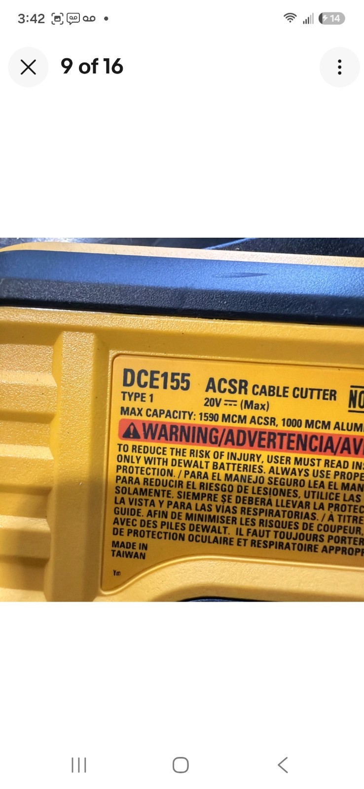 ⭐DeWalt DCE155 ACSR Cable Cutting Tool 20V with Battery & Charger USED⭐