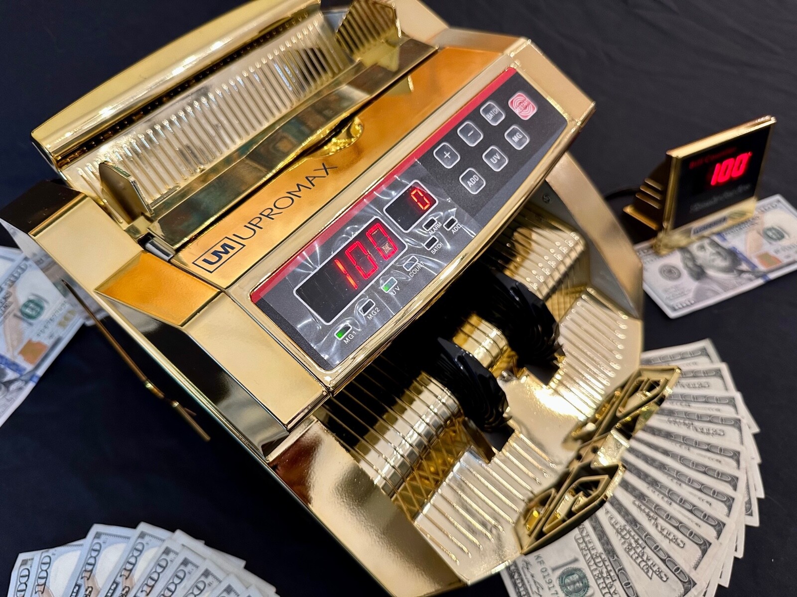 Upromax Gold Money Bill Dollar Counter UV/MG Detection + Counter Display NEW💰🔥